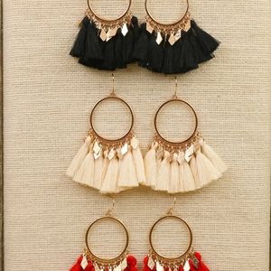 3 pairs of tassel earrings